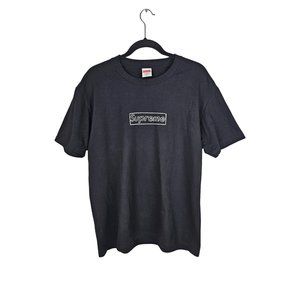 Supreme x Kaws Chalk Logo Black T-Shirt